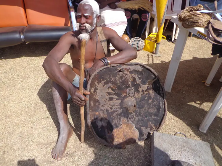 A Mwaghavul warrior with Club and Sheild